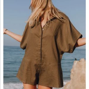 Daily Drills Linen Romper in Dume